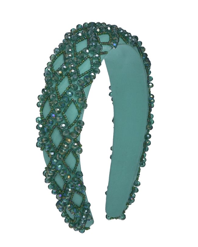 HEADBAND WITH BEADS IN GREEN/TURQUOISE COLOR