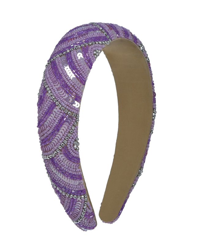 HEADBAND WITH BEADS IN LIGHT PURPLE COLOR