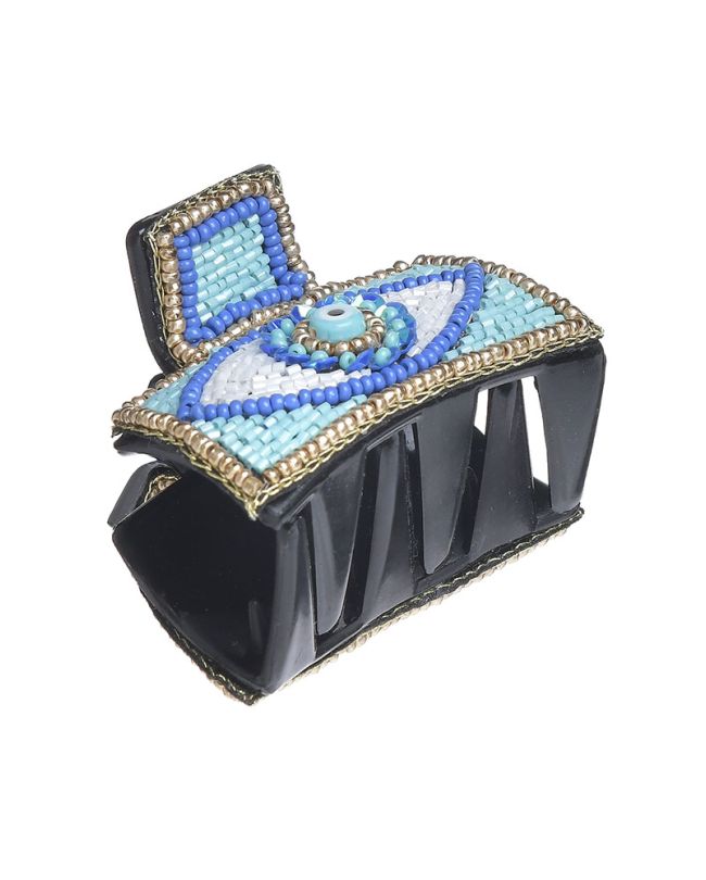 CLAMMER WITH BEADS ''EYE'' IN LIGHT BLUE/WHITE COLOR