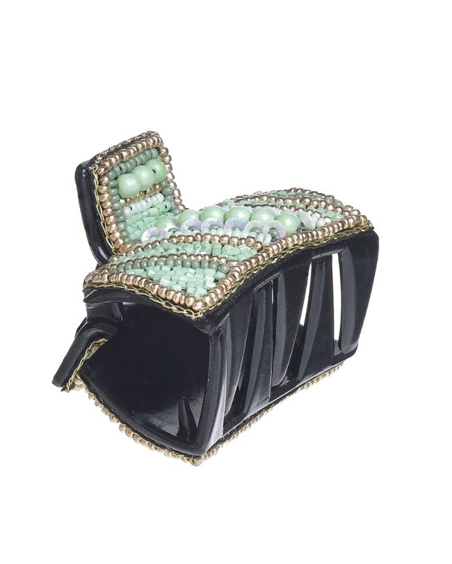 CLAMMER WITH BEADS TURQUOISE/GOLDEN