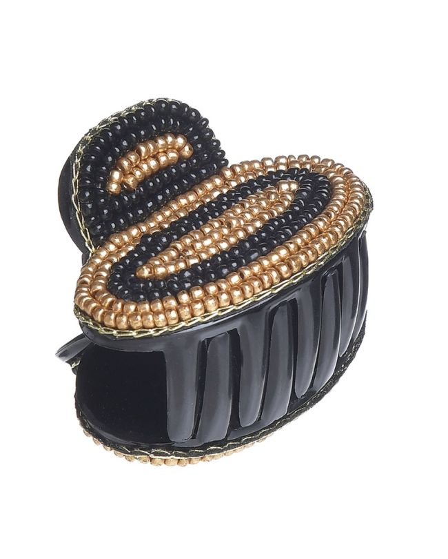 CLAMMER WITH BEADS GOLDEN/BLACK