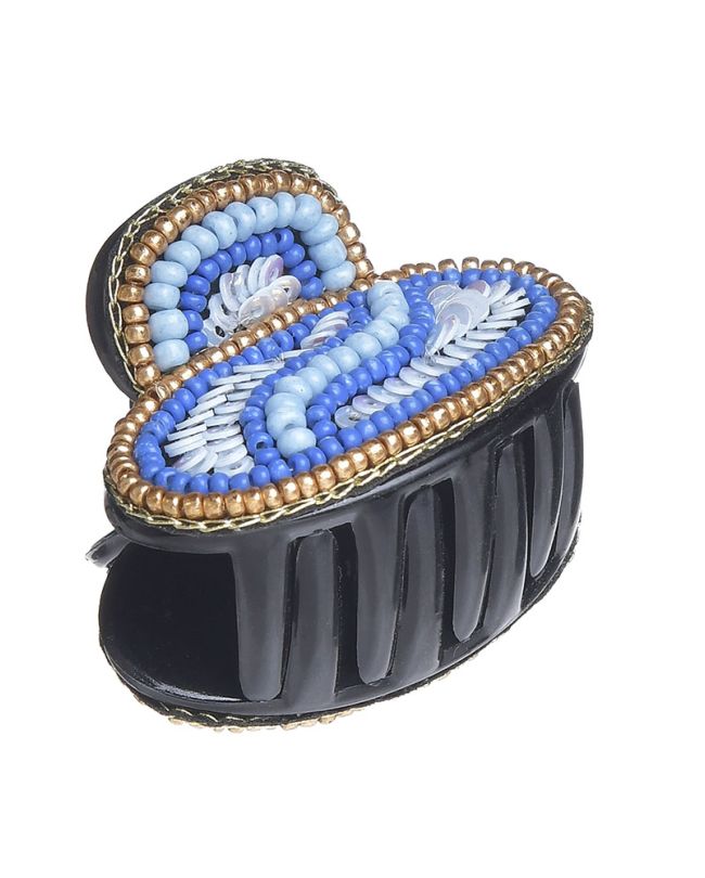 CLAMMER WITH BEADS BLUE/GOLD