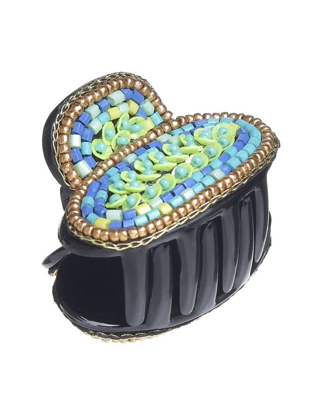 CLAMMER WITH BEADS GREEN/BLUE