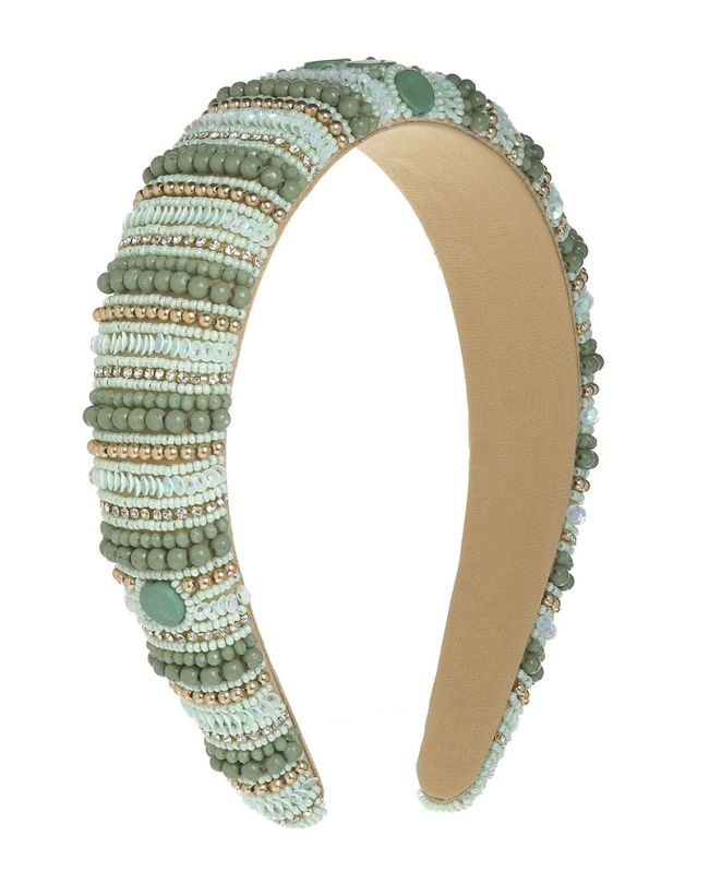 HEADBAND IN GREEN COLOR WITH BEADS