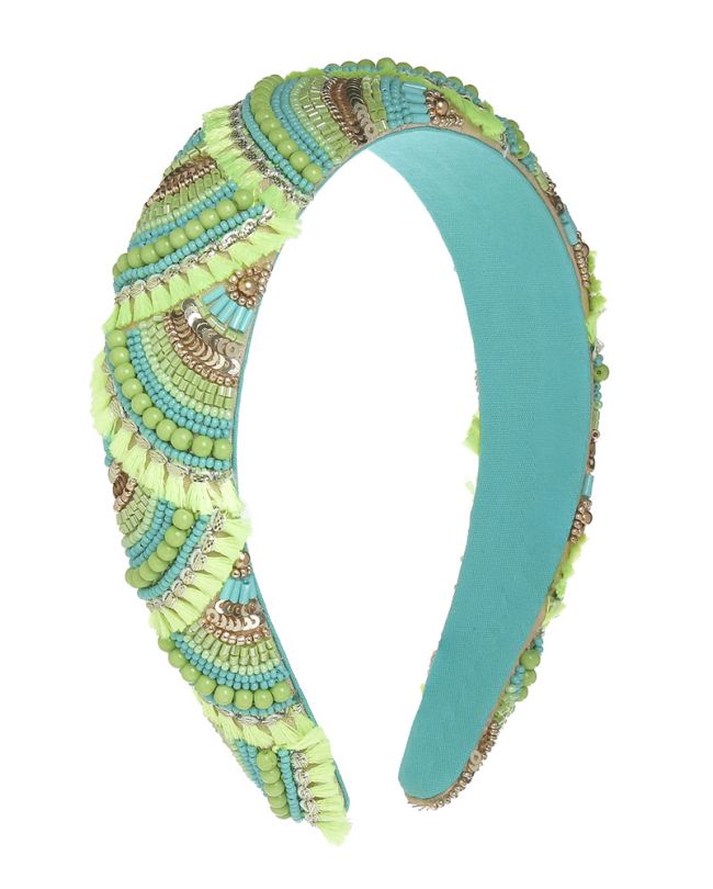 HEADBAND IN YELLOW/BLUE COLOR WITH BEADS