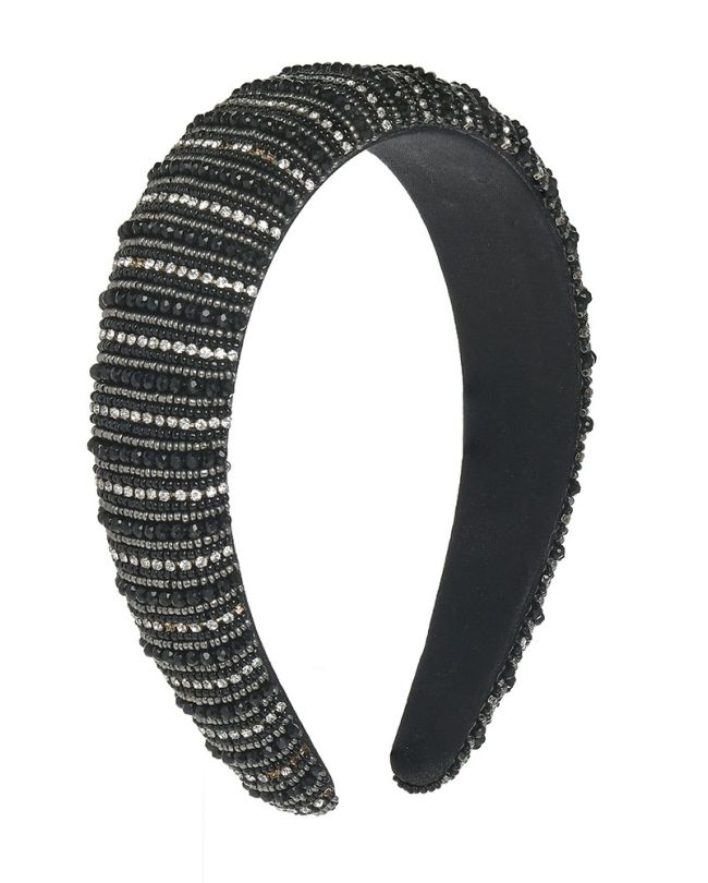 HEADBAND IN BLACK COLOR WITH BEADS
