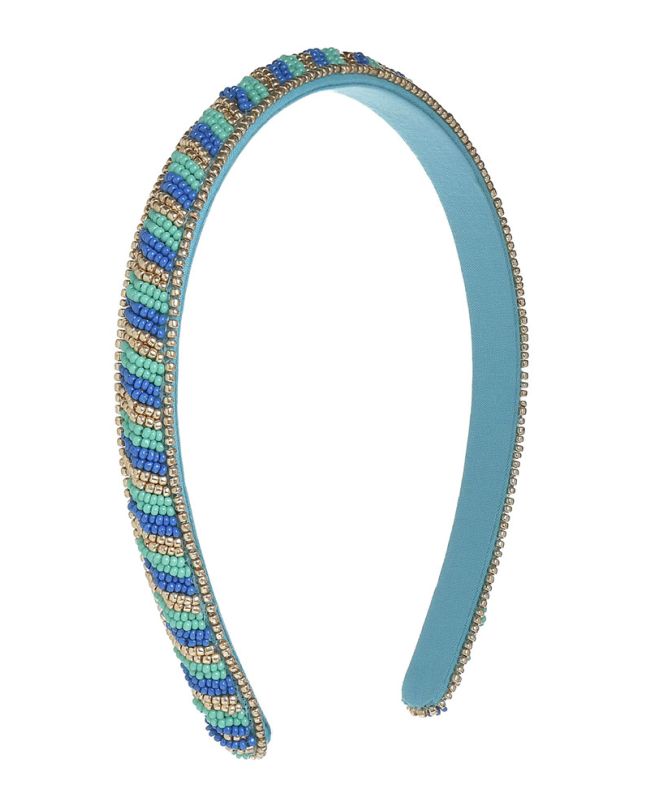 HEADBAND IN BLUE COLOR WITH BEADS