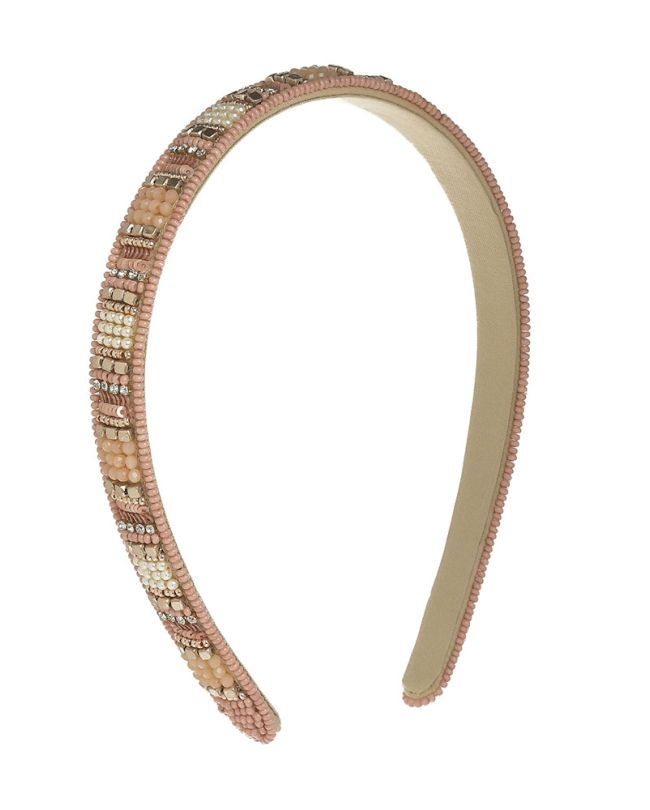 HEADBAND IN LIGHT PINK COLOR WITH BEADS