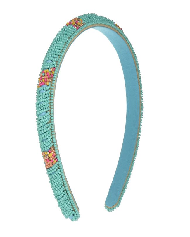 HEADBAND IN TURQUOISE COLOR WITH BEADS