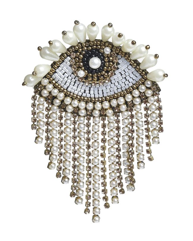 ΚΑΡΦΙΤΣΑ ''MATI'' ΛΕΥΚΟ/ΧΡΥΣΟ ΜΕ ΧΑΝΤΡΕΣ ΚΑΙ ΠΕΡΛΕΣ