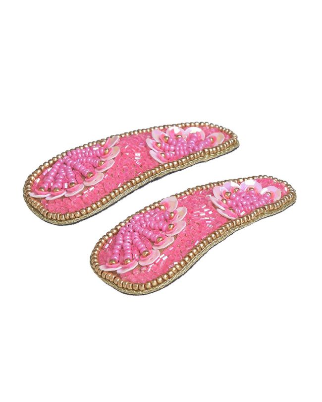 S/2 ΗAIR CLIPS IN PINK COLOR WITH BEADS
