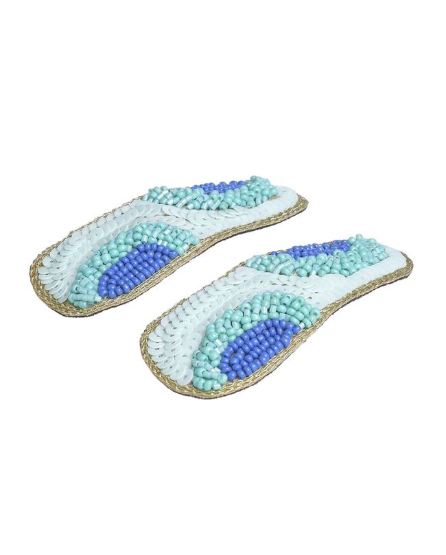 S/2 ΗAIR CLIPS IN LIGHT BLUE/BLUE/TURQUOISE COLOR WITH BEADS