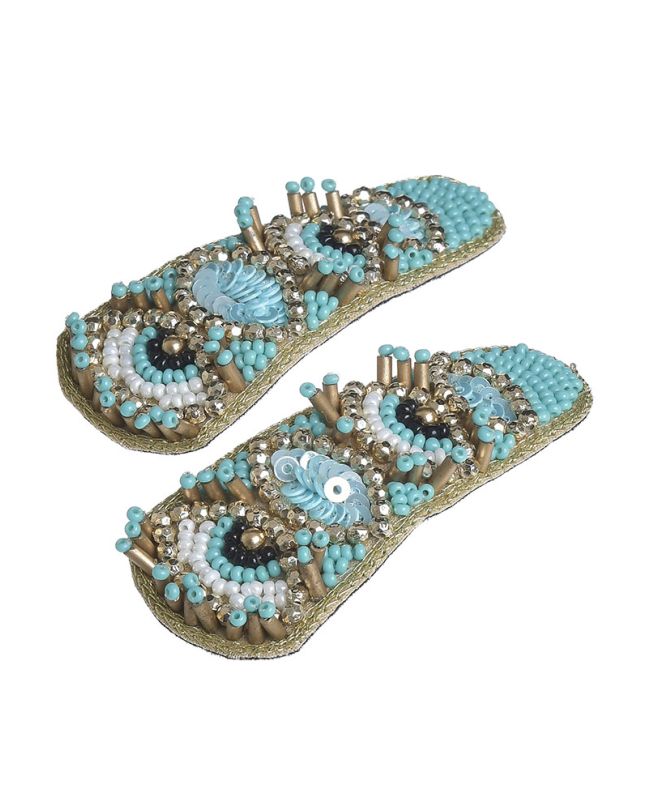 S/2 ΗAIR CLIPS IN TURQUOISE/GOLD COLOR WITH BEADS