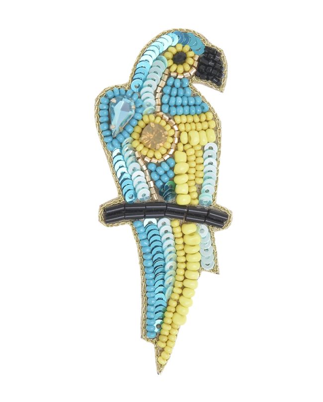 BROOCH 'PARROT' IN TURQUOISE/YELLOW