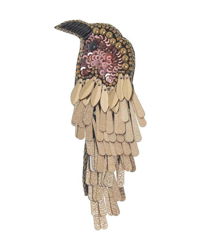 BROOCH ECRU/PINK WITH DESIGN