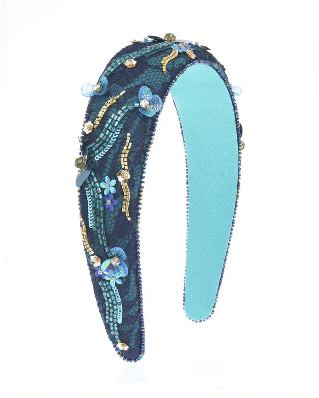 HAIR BAND IN BLUE/LIGHT BLUE WITH DESIGNS