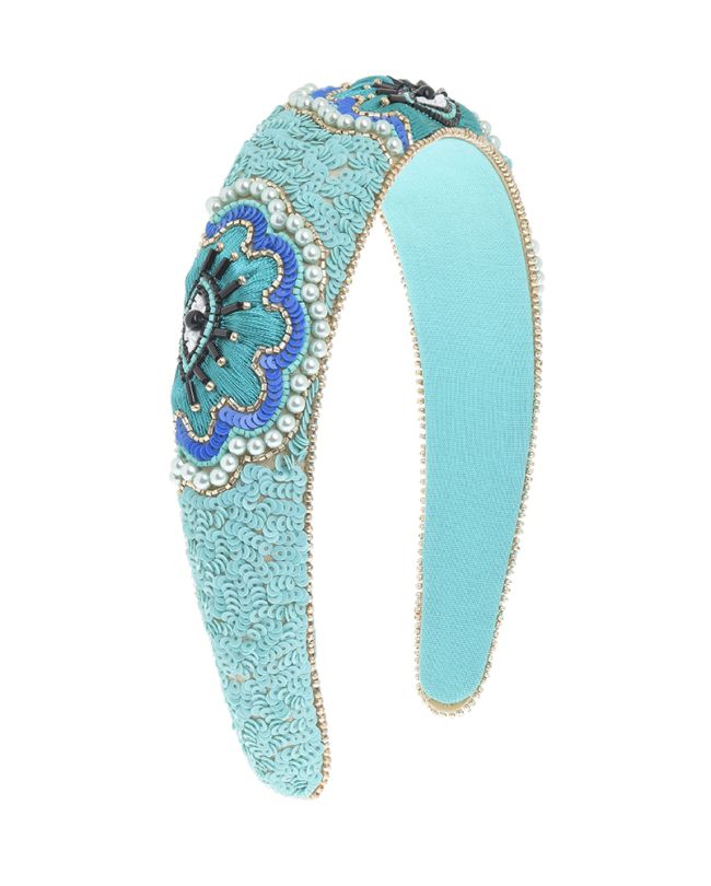 HAIR BAND IN TURQUOISE WITH 'EYE' DESIGN