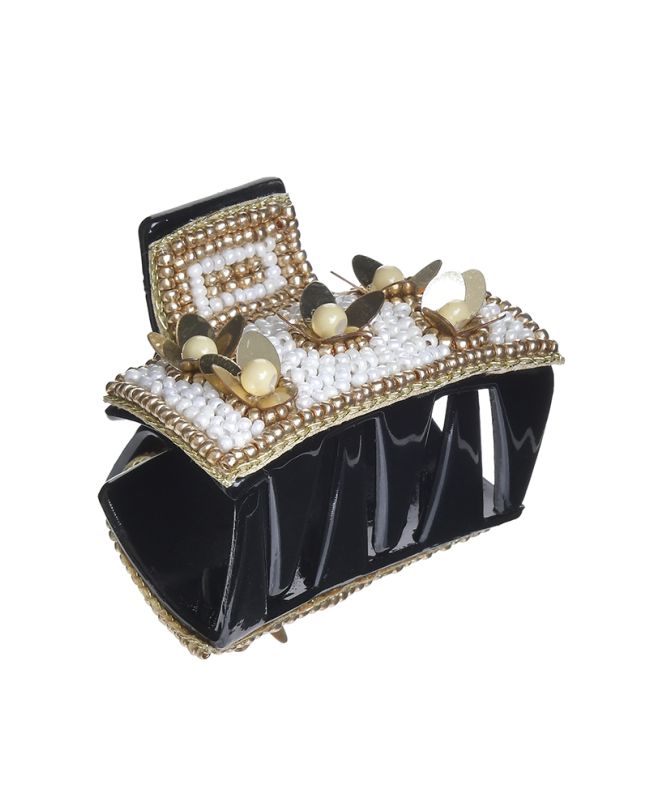 CLAMMER IN WHITE/GOLD WITH FLOWERS