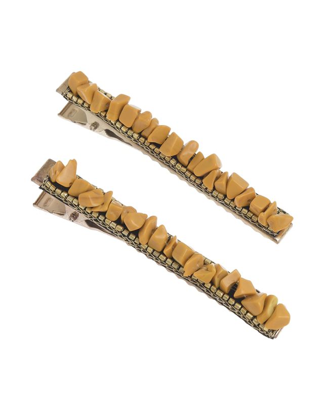S/2 ΗAIR CLIPS WITH YELLOW STONES