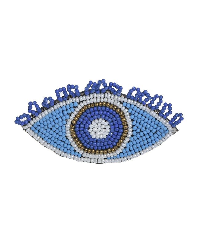 HAIR CLIP IN TURQUOISE COLOR ''EYE'' WITH BEADS