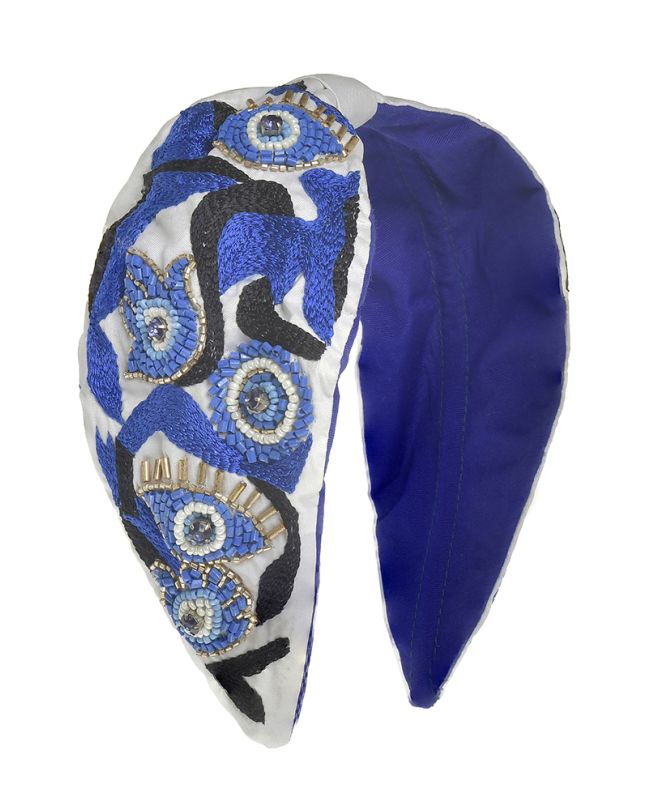 HEADBAND IN WHITE/DARK BLUE COLOR WITH EYES