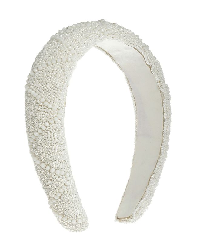 HEADBAND IN WHITE COLOR WITH BEADS
