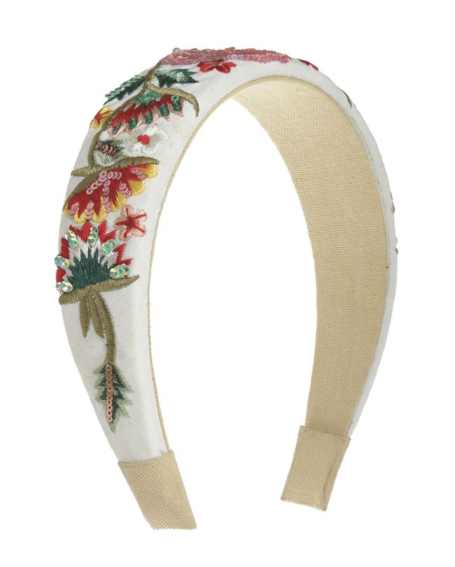 HEADBAND IN WHITE COLOR WITH MULTICOROL FLOWERS