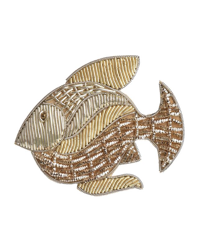 PIN ''FISH'' IN GOLD COLOR WITH BEADS AND PEARLS