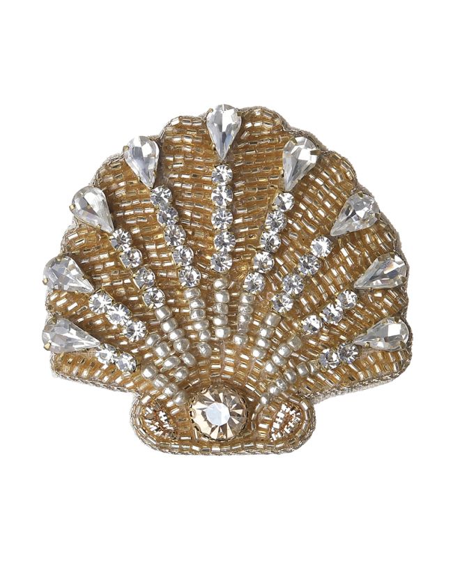 PIN ''SHELL''SILVER/GOLD WITH BEADS AND PEARLS