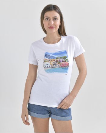 ΜΠΛΟΥΖΑΚΙ ΛΕΥΚΟ ΠΟΛΥΧΡΩΜΟ ΝΗΣΙ S/M (100% COTTON)