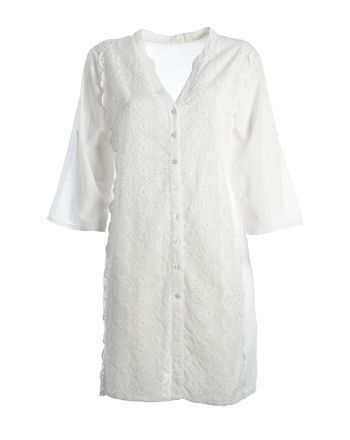 ΠΟΥΚΑΜΙΣΑ/TUNIC ΚΙΠΟΥΡ ΣΕ ΛΕΥΚΟ ΧΡΩΜΑ ONE SIZE (100% COTTON)