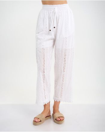 ΠΑΝΤΕΛΟΝΑ ΣΕ ΛΕΥΚΟ ΧΡΩΜΑ ΜΕ ΔΙΑΚΟΣΜΗΤΙΚΑ ΦΟΥΝΤΑΚΙΑ ONE SIZE (100% COTTON)