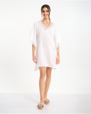 ΚΑΦΤΑΝΙ ΣΕ ΛΕΥΚΟ ΧΡΩΜΑ ΜΕ ΔΙΑΚΟΣΜΙΤΙΚΑ ΣΧΕΔΙΑ ‘ΦΥΛΛΑ’ ONE SIZE (100% COTTON)