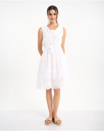 ΦΟΡΕΜΑ ΣΕ ΛΕΥΚΟ ΧΡΩΜΑ ΜΕ ΛΟΥΛΟΥΔΙΑ ΣΤΟ ΤΕΛΟΣ ONE SIZE (100% COTTON)