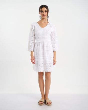 ΦΟΡΕΜΑ ΣΕ ΛΕΥΚΟ ΜΕ ΙΔΙΑΙΤΕΡΟ ΜΑΚΡΥ ΜΑΝΙΚΙ ONE SIZE (100% COTTON)