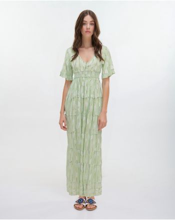 ΦΟΡΕΜΑ ΜΑΚΡΥ ΜΕ ΚΟΝΤΟ ΜΑΝΙΚΙ ΣΕ ΜΕΝΤΑ/ΑΠΑΛΟ ΠΡΑΣΙΝΟ ONE SIZE (100% VISCOSE)