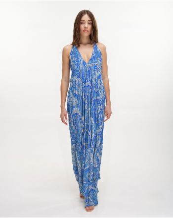 ΦΟΡΕΜΑ ΜΑΚΡΥ ΕΞΩΠΛΑΤΟ ΓΑΛΑΖΙΟ/ΤΥΡΚΟΥΑΖ ONE SIZE (70% SILK 30% POLYESTER)