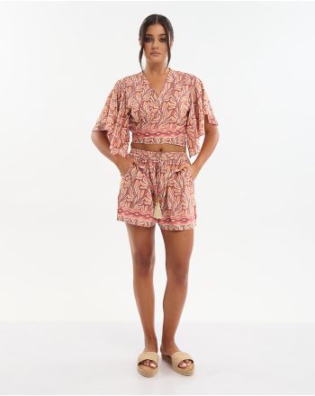 S/2 ΤΟΠΑΚΙ ΚΑΙ ΣΟΡΤΣΑΚΙ ΣΕ ΚΟΚΚΙΝΟ/ΛΕΥΚΟ  ONE SIZE (70% SILK 30% POLYESTER)