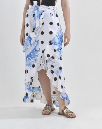 ΦΟΥΣΤΑ ΛΕΥΚΗ ΜΕ ΜΠΛΕ ΦΥΛΛΑ  ONE SIZE