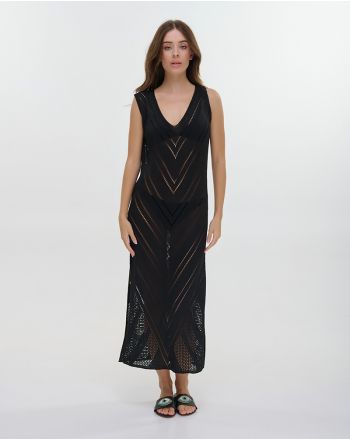 SLEEVELESS DRESS IN BLACK COLOR ONE SIZE 100% VISCOSE