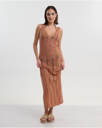 ΑΜΑΝΙΚΟ ΜΑΚΡΥ ΦΟΡΕΜΑ ΣΕ ΡΟΖ ΧΡΥΣΟ ONE SIZE (100% POLYESTER)