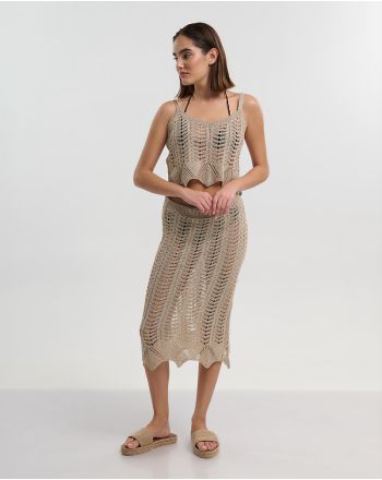 S/2 ΤΟΠ ΚΑΙ ΦΟΥΣΤΑ ΜΑΚΡΙΑ ΣΕ ΧΡΥΣΟ ΧΡΩΜΑ ONE SIZE (100% POLYESTER)