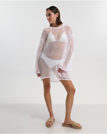 ΦΟΡΕΜΑ ΚΟΝΤΟ ΜΕ ΜΑΚΡΥ ΜΑΝΙΚΙ ΣΕ ΛΕΥΚΟ ΧΡΩΜΑ ONE SIZE (100% VISCOSE)