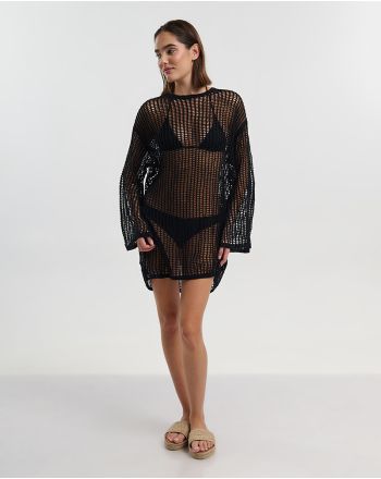 ΦΟΡΕΜΑ ΚΟΝΤΟ ΜΕ ΜΑΚΡΥ ΜΑΝΙΚΙ ΣΕ ΜΑΥΡΟ ΧΡΩΜΑ ONE SIZE (100% VISCOSE)