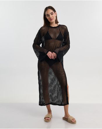 ΦΟΡΕΜΑ ΜΑΚΡΥ ΜΕ ΜΑΚΡΥ ΜΑΝΙΚΙ ΣΕ ΜΑΥΡΟ ΧΡΩΜΑ ONE SIZE (100% VISCOSE)