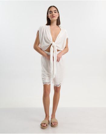 S/2 ΔΕΤΟ ΤΟΠ ΚΑΙ ΣΟΡΤΣ ΣΕ ΛΕΥΚΟ ΧΡΩΜΑ ONE SIZE (70% COTTON, 30% NYLON)