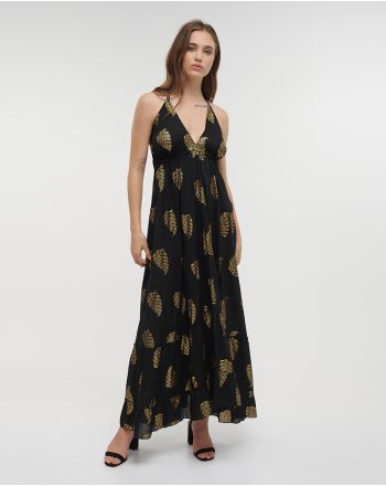 ΦΟΡΕΜΑ ΜΑΚΡΥ ΕΞΩΠΛΑΤΟ ΣΕ ΜΑΥΡΟ ΧΡΩΜΑ ΜΕ ΧΡΥΣΕΣ ΛΕΠΤΟΜΕΡΕΙΕΣ ΟNE SIZE(100% VISCOSE)