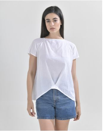 BLOUSE IN WHITE COLOR WITH LACE AT THE BACK MEDIUM (100% COTTON)