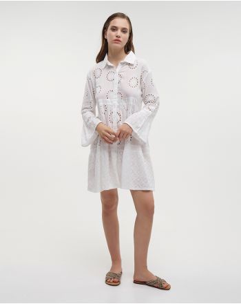 DRESS/SHIRT WITH 3/4 SLEEVES IN WHITE COLOR ONE SIZE (100% COTTON)