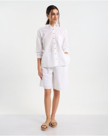 ΠΟΥΚΑΜΙΣΑ ΣΕ ΛΕΥΚΟ ΧΡΩΜΑ ΜΕ ΜΠΕΖ ΚΟΥΜΠΙΑ ONE SIZE (100% COTTON)